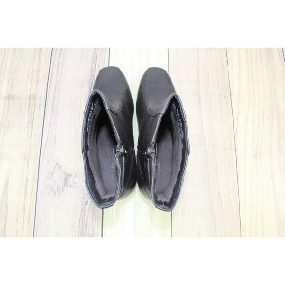 CLARKS Artisan Dara II Brown Leather Side Zip Buckle Accent Heel Boots 9.5 M - Picture 7 of 10